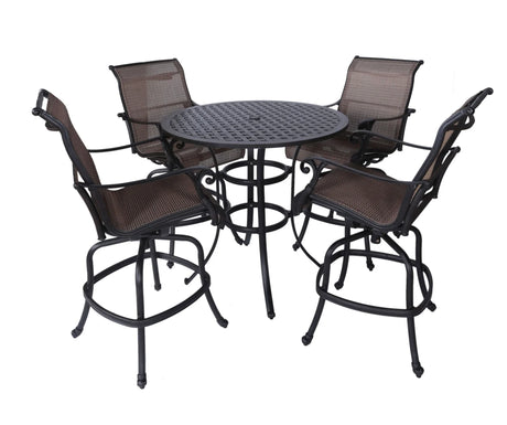 5 Piece Bar Height Dining Set - Antique Bronze - Furniture Home Direct