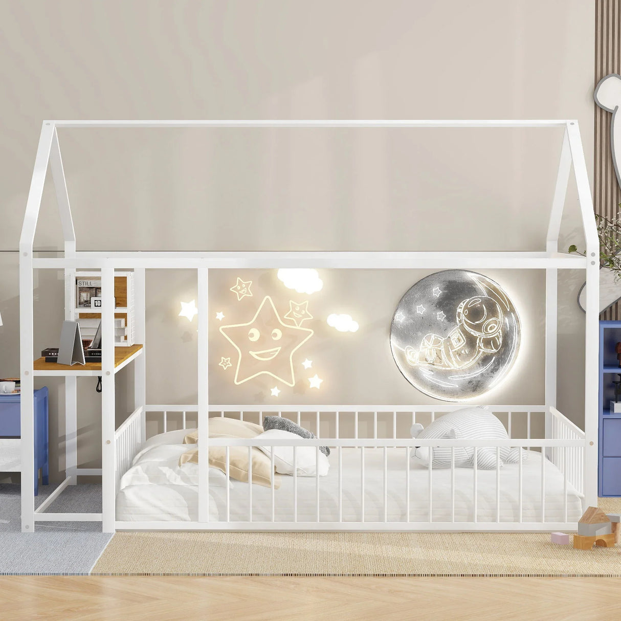 House Frame With Desk, Shelves, Power Outlets And USB Ports - Furniture Home Direct