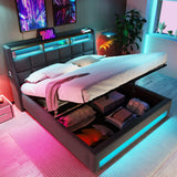 Upholstered Platform Bed With A Hydraulic Storage System, LED And USB Charging (Without Mattress) - Furniture Home Direct
