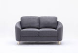 Yuina Gray Linen 3 Pieces Living Room Set - Furniture Home Direct