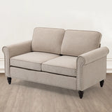 Transitional Upholstered Loveseat - Light Beige - Furniture Home Direct