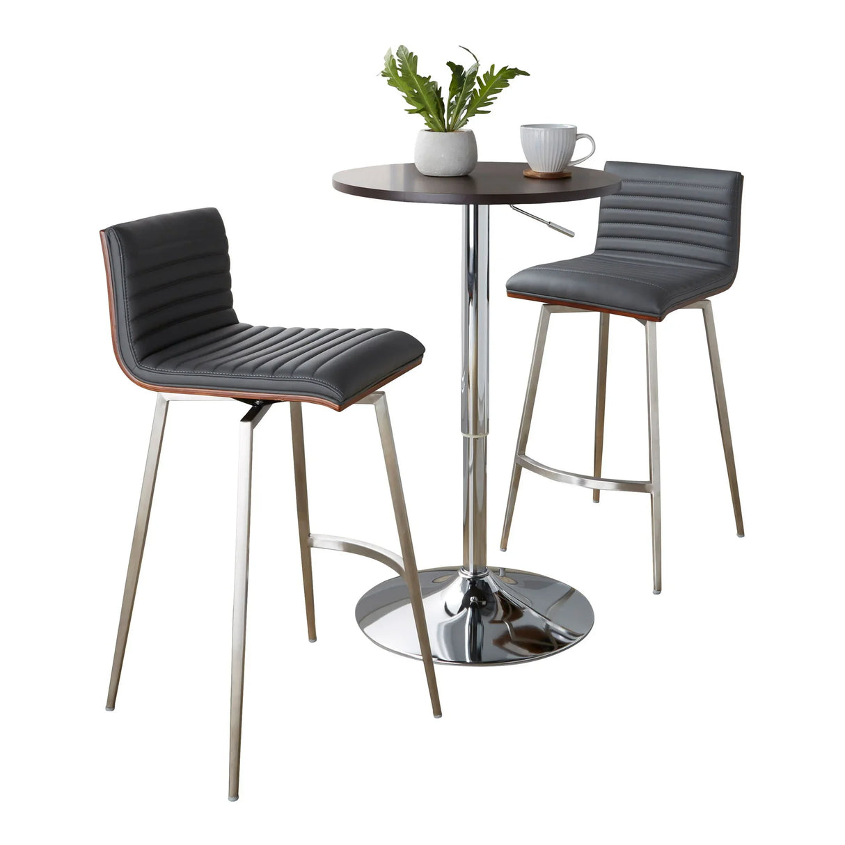 Mason - 3 Piece Swivel Mid Century Modern Counter Height Dining Set With Adjustable Table - Furniture Home Direct