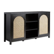 Transitional 2 Door Sideboard With Arched Rattan Panels - Furniture Home Direct