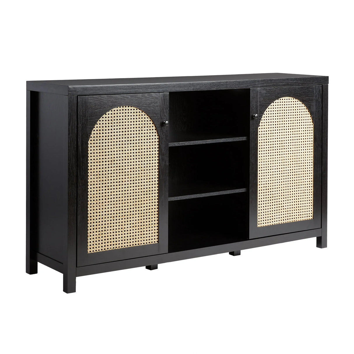 Transitional 2 Door Sideboard With Arched Rattan Panels - Furniture Home Direct