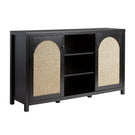 Transitional 2 Door Sideboard With Arched Rattan Panels - Furniture Home Direct