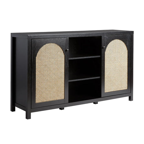 Transitional 2 Door Sideboard With Arched Rattan Panels - Furniture Home Direct