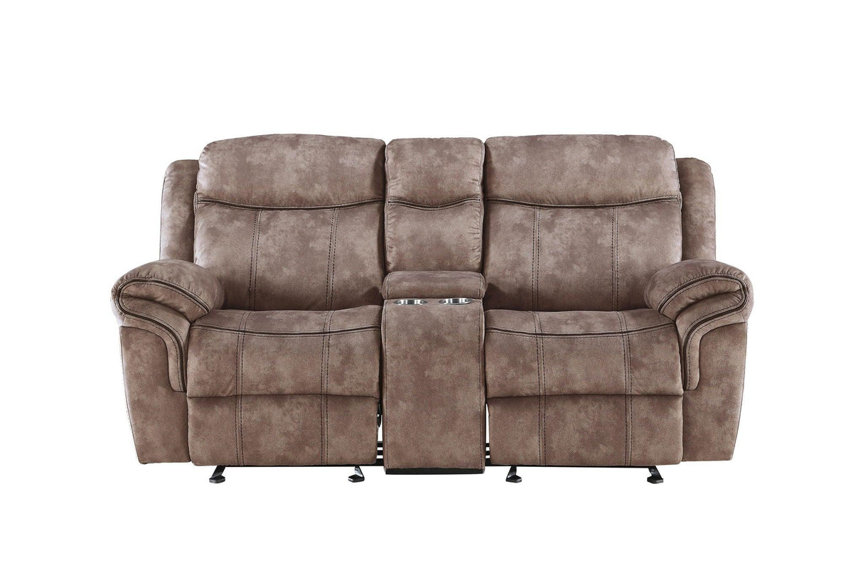 Zubaida - Two Tone Velvet Recliner Loveseat With USB Port Console - Furniture Home Direct