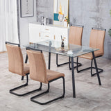 Dining Chairs Upholstered Modern Cantilever Steel Brown - Furniture Home Direct