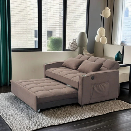 3 In 1 Convertible Sleeper Sofa Bed, Modern Fabric Loveseat Futon Sofa Couch With Pullout Bed, Small Love Seat Lounge Sofa With Reclining Backrest, Furniture For Living Room - Furniture Home Direct