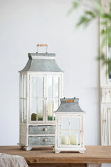 Wooden Candle Lantern Decorative, Hurricane Lantern Holder Decor For Indoor Outdoor, Home Garden Wedding - Ivory - Furniture Home Direct
