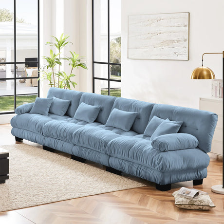 4-Seater Modular Chenille Sofa - Blue - Furniture Home Direct