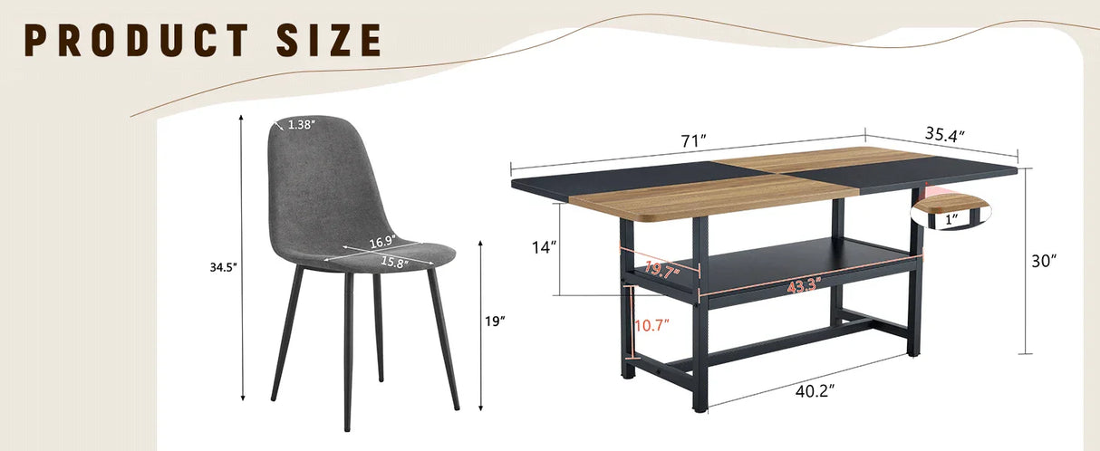 Dining Set With 8 Upholstered Chairs And Wood Table Gray - Furniture Home Direct