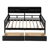 Daybed, Wood Slat Support, With Bedside Shelves And Two Drawers - Furniture Home Direct