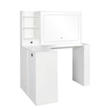 Vanity Desk With Lights And Built In Mirror In White - Furniture Home Direct