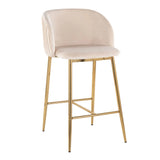 Fran - Pleated Contemporary / Glam Fixed Height Counter Stool (Set of 2) - Furniture Home Direct
