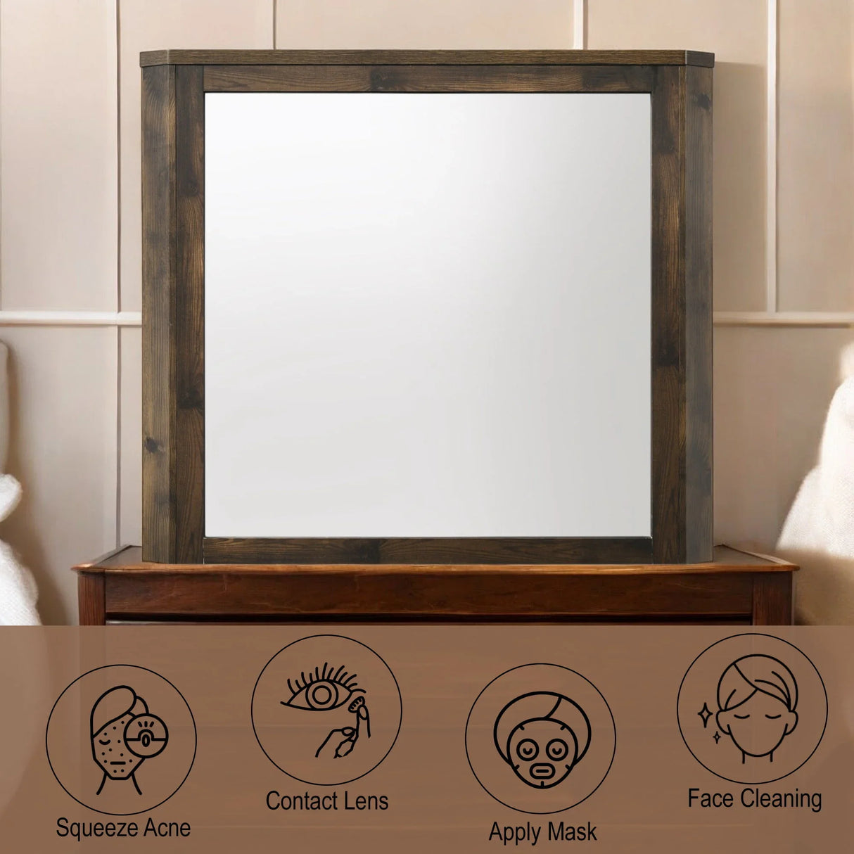 Elettra - Rustic Mirror - Walnut - Furniture Home Direct