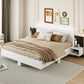Floating Platform Bed, With LED Lights, Bedside Nightstand - Furniture Home Direct