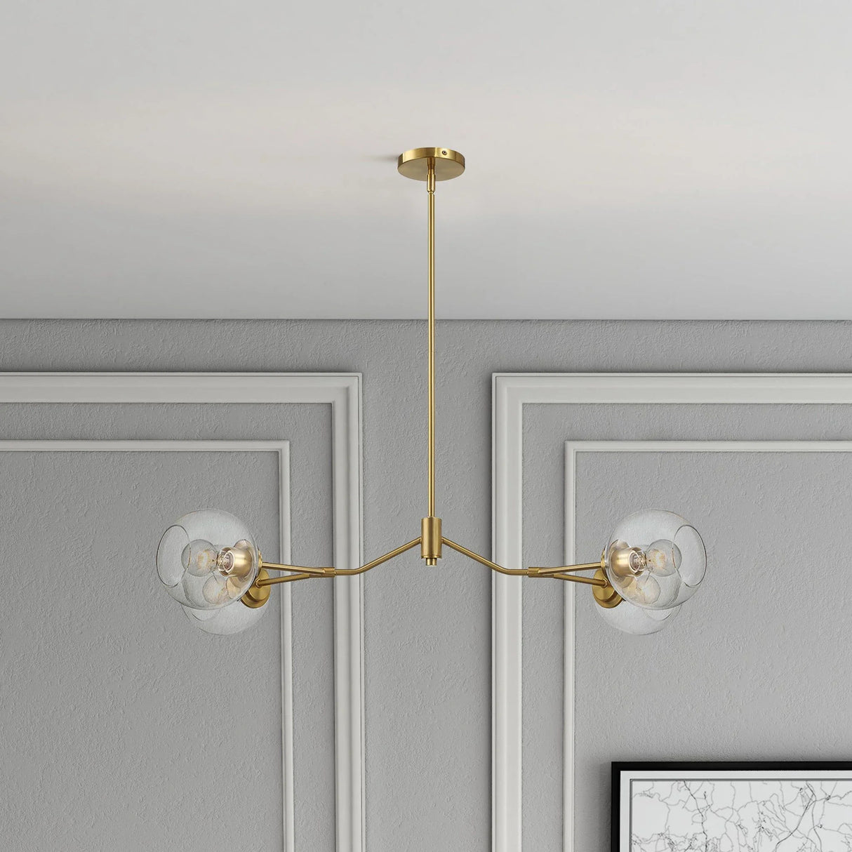 Jewel - 4 Lights Modern Farmhouse Chandelier Ceiling Hanging Light Fixture - Clear / Gold - Furniture Home Direct