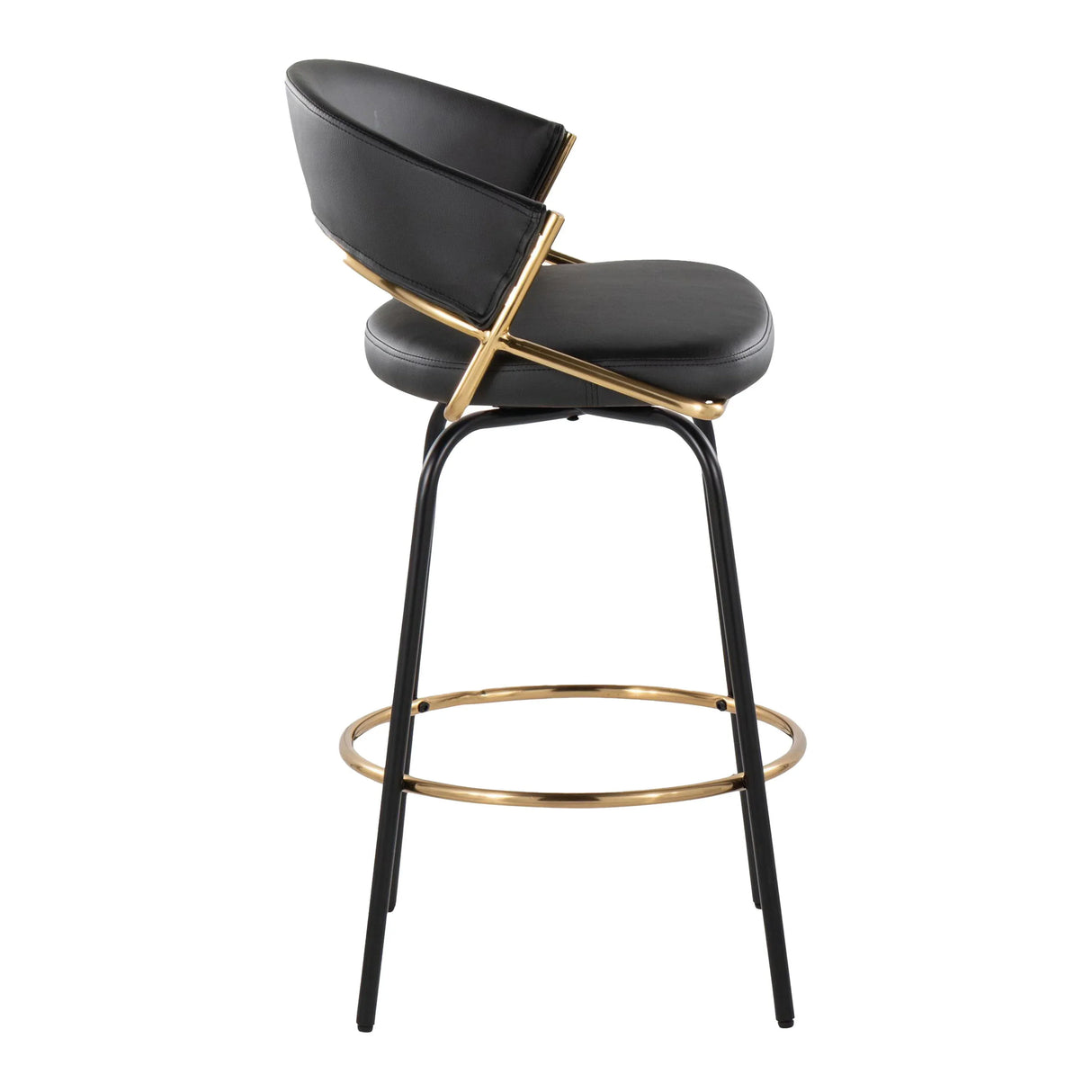 Jie - Fixed Height Contemporary Counter Stool With Swivel Round Footrest (Set of 2) - Furniture Home Direct