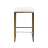 Backless Upholstered Counter Stool With Padded Seat - Ivory / Bronze - Furniture Home Direct
