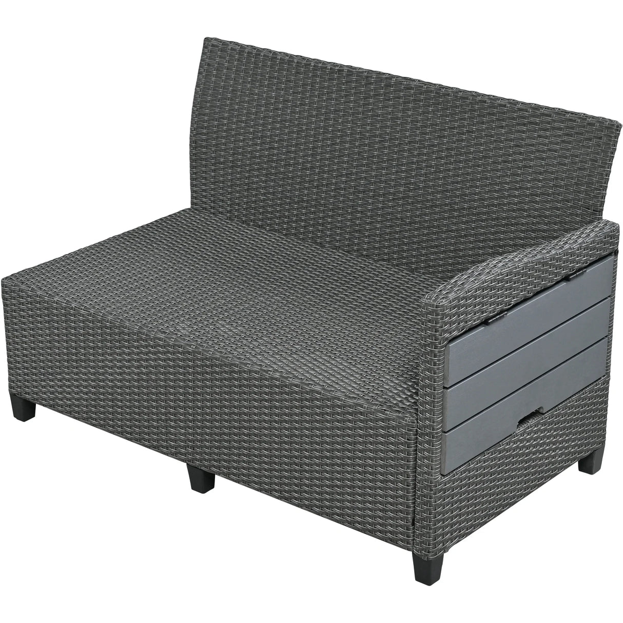 Outdoor Sectional With Side Tables, Tables and Sitting Ottoman- Gray - Furniture Home Direct