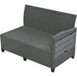 Outdoor Sectional With Side Tables, Tables and Sitting Ottoman- Gray - Furniture Home Direct