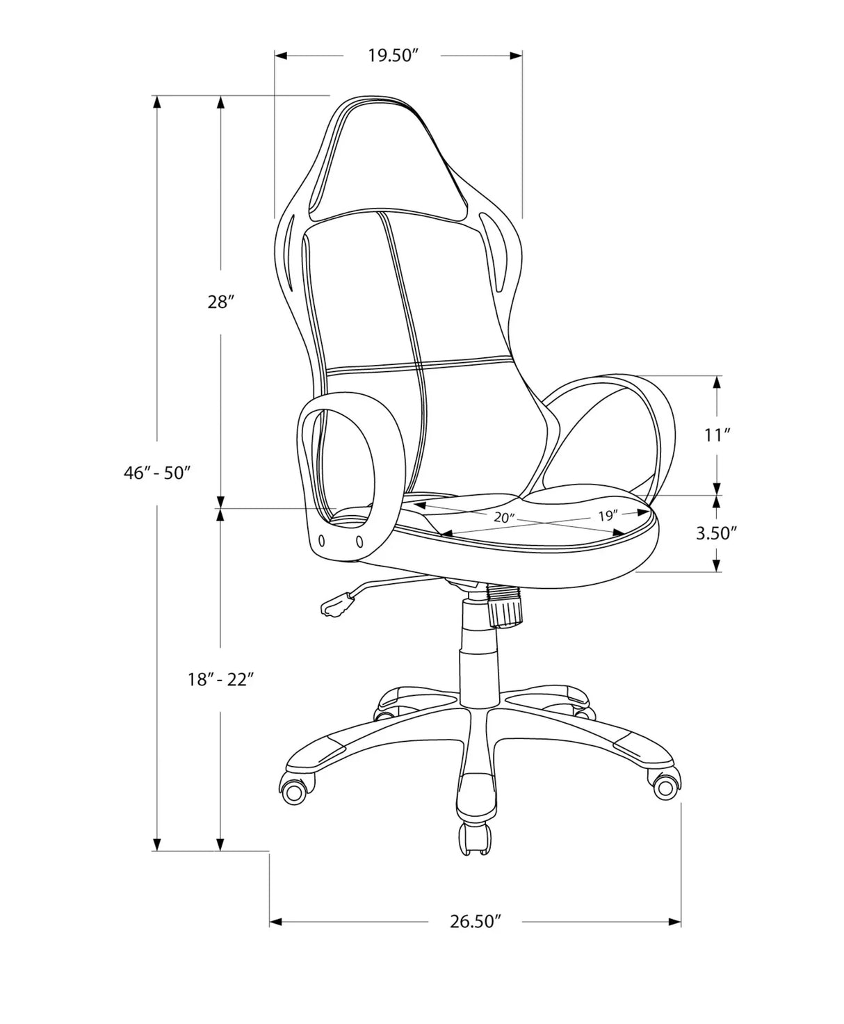 Office Chair, Gaming, Adjustable Height, Swivel, Ergonomic, Armrests, And Red, Contemporary & Modern - Black - Furniture Home Direct