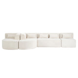 Upholstered Sofa Free Combined Sofa Couch With 2 Chaise Lounge And Five Back Pillows For Living Room - Furniture Home Direct