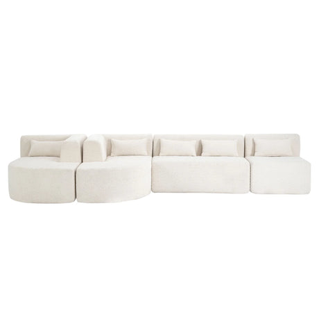 Upholstered Sofa Free Combined Sofa Couch With 2 Chaise Lounge And Five Back Pillows For Living Room - Furniture Home Direct