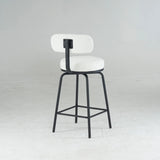 Counter Height Bar Stool Swivel Fabric Upholstery White - Furniture Home Direct