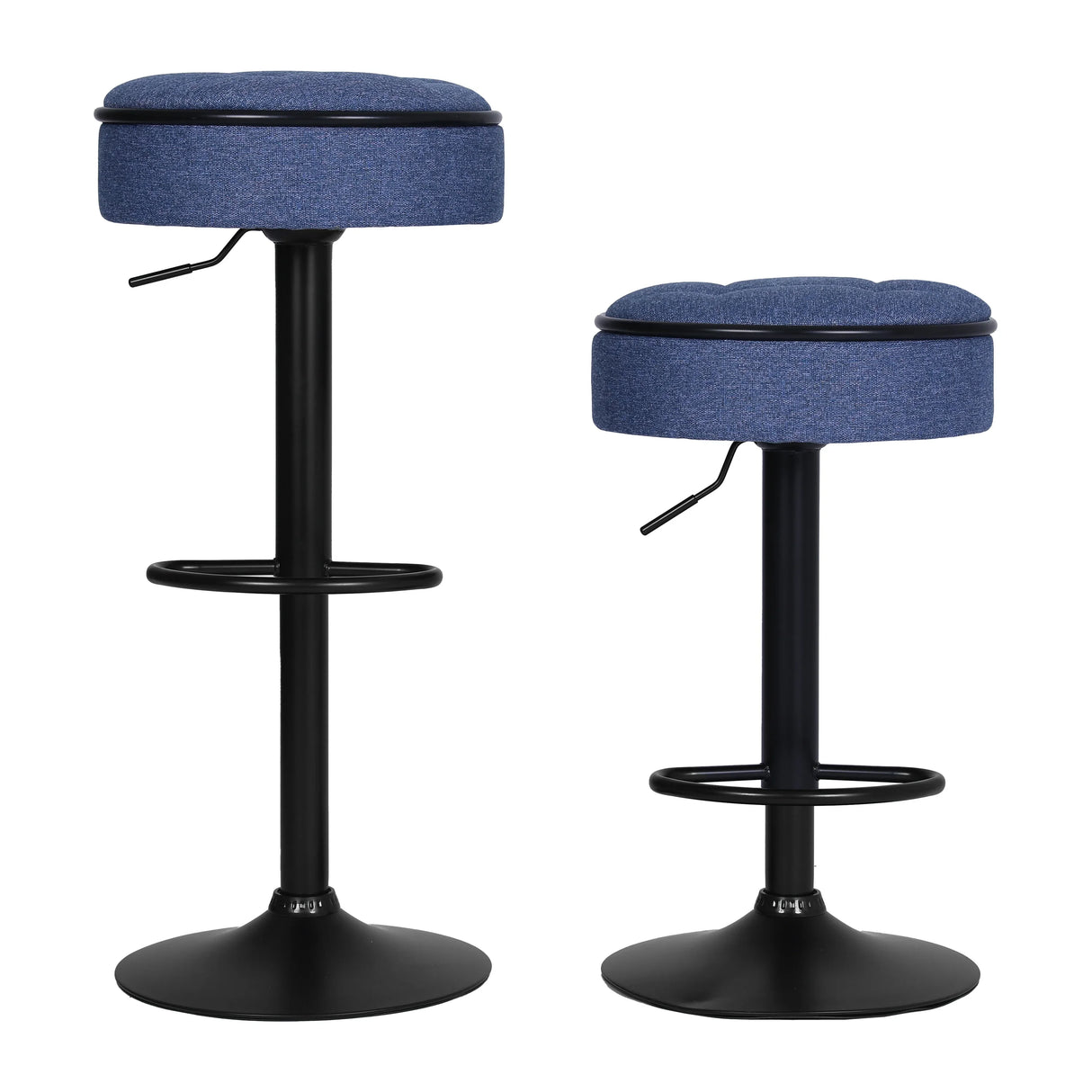 Counter Stool Set Round Upholstered Bar Stools Kitchen Blue - Furniture Home Direct