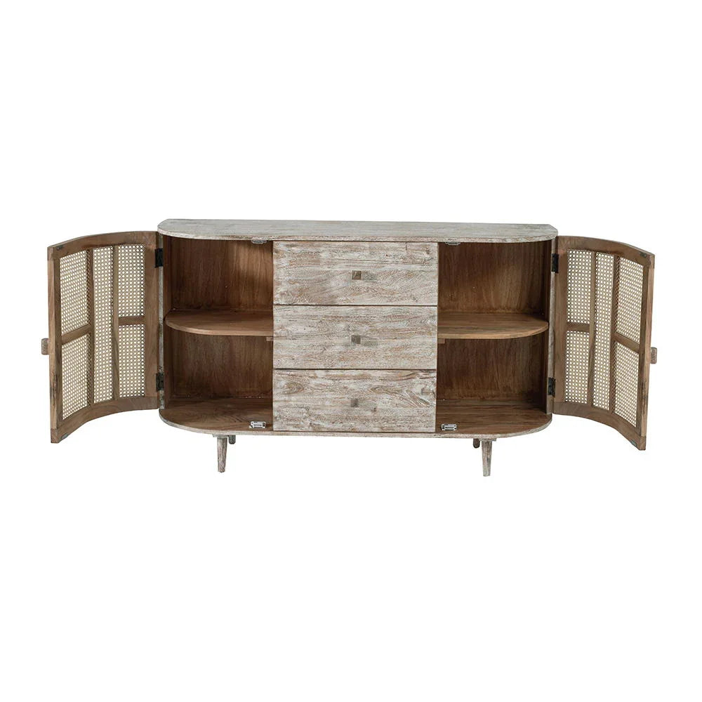 TV Console With Cane Doors - Multicolor - Furniture Home Direct