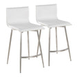 Mara - Upholstered Contemporary Fixed Height Counter Stool With Swivel (Set of 2) - White - Furniture Home Direct