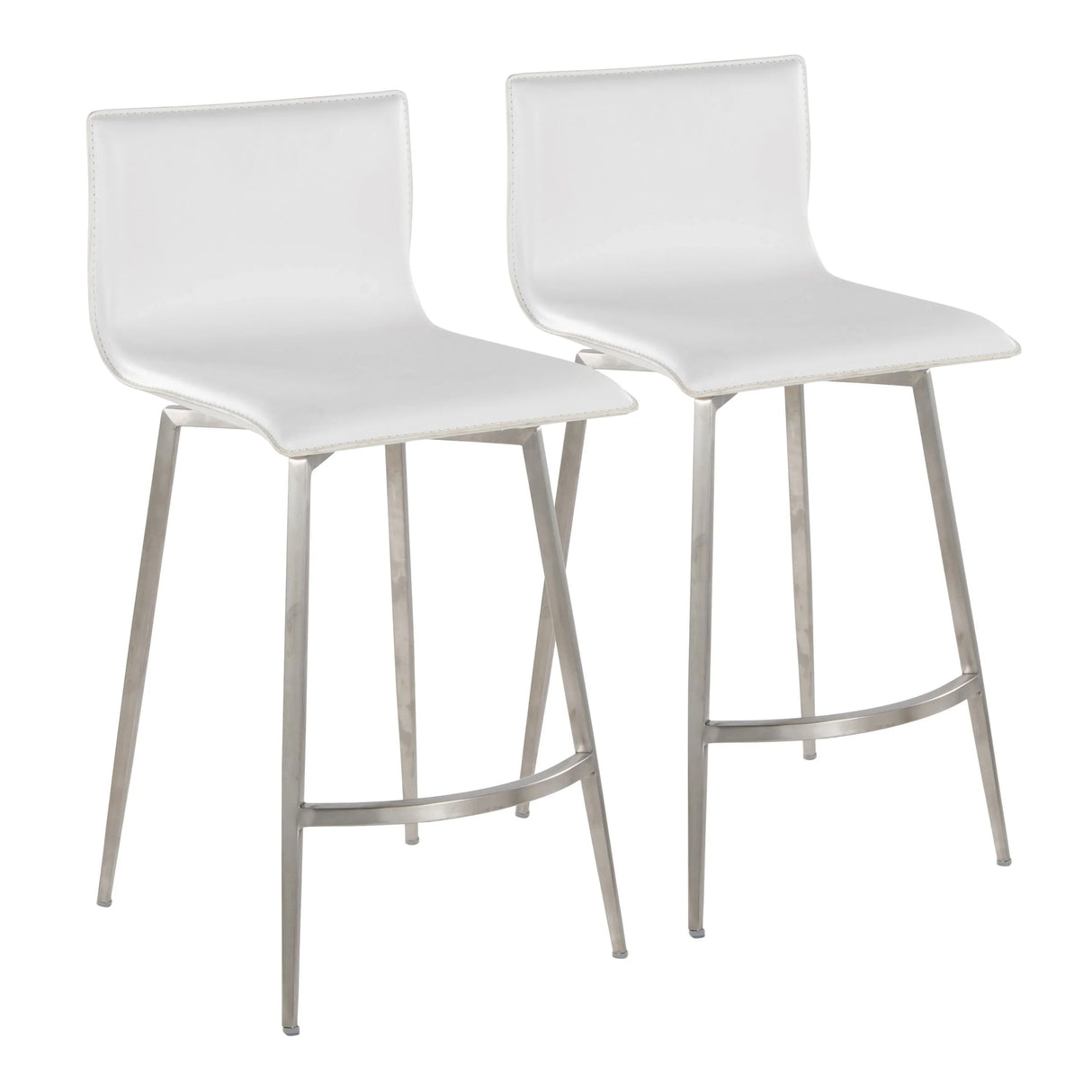 Mara - Upholstered Contemporary Fixed Height Counter Stool With Swivel (Set of 2) - White - Furniture Home Direct
