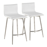 Mara - Upholstered Contemporary Fixed Height Counter Stool With Swivel (Set of 2) - White - Furniture Home Direct