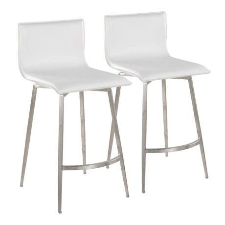 Mara - Upholstered Contemporary Fixed Height Counter Stool With Swivel (Set of 2) - White - Furniture Home Direct