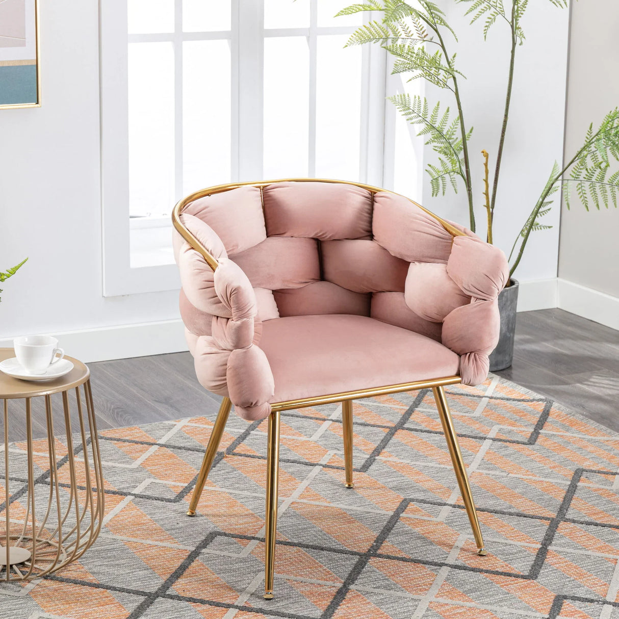 Luxury Modern Simple Leisure Velvet Single Sofa Chair Bedroom Lazy Person Household Dresser Stool Manicure Table Back Chair - Furniture Home Direct