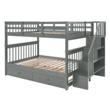 Stairway Bunk Bed With Storage And Guard Rail For Bedroom - Furniture Home Direct