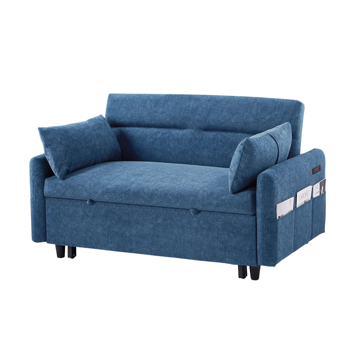Pull Out Sleep Sofa Bed Loveseats Sofa Couch With Adjsutable Backrest, Storage Pockets, 2 Soft Pillows, USB Ports For Living Room, Bedroom, Apartment, Office - Furniture Home Direct