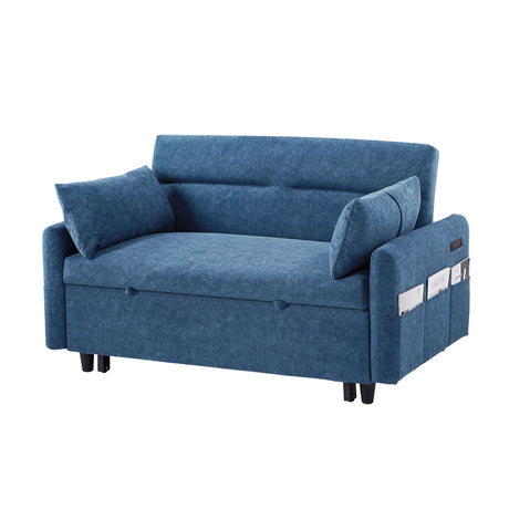 Pull Out Sleep Sofa Bed Loveseats Sofa Couch With Adjsutable Backrest, Storage Pockets, 2 Soft Pillows, USB Ports For Living Room, Bedroom, Apartment, Office - Furniture Home Direct