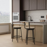 Bar Stools Swivel Counter Chairs With Metal Frame Hand Woven Paper Rope Dining Barstools For Kitchen Counter (Set of 2) - Furniture Home Direct