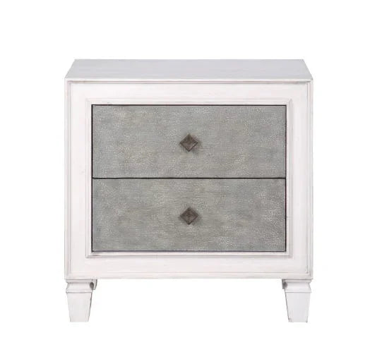 Katia - Weathered Night Stand - Gray / White - Furniture Home Direct