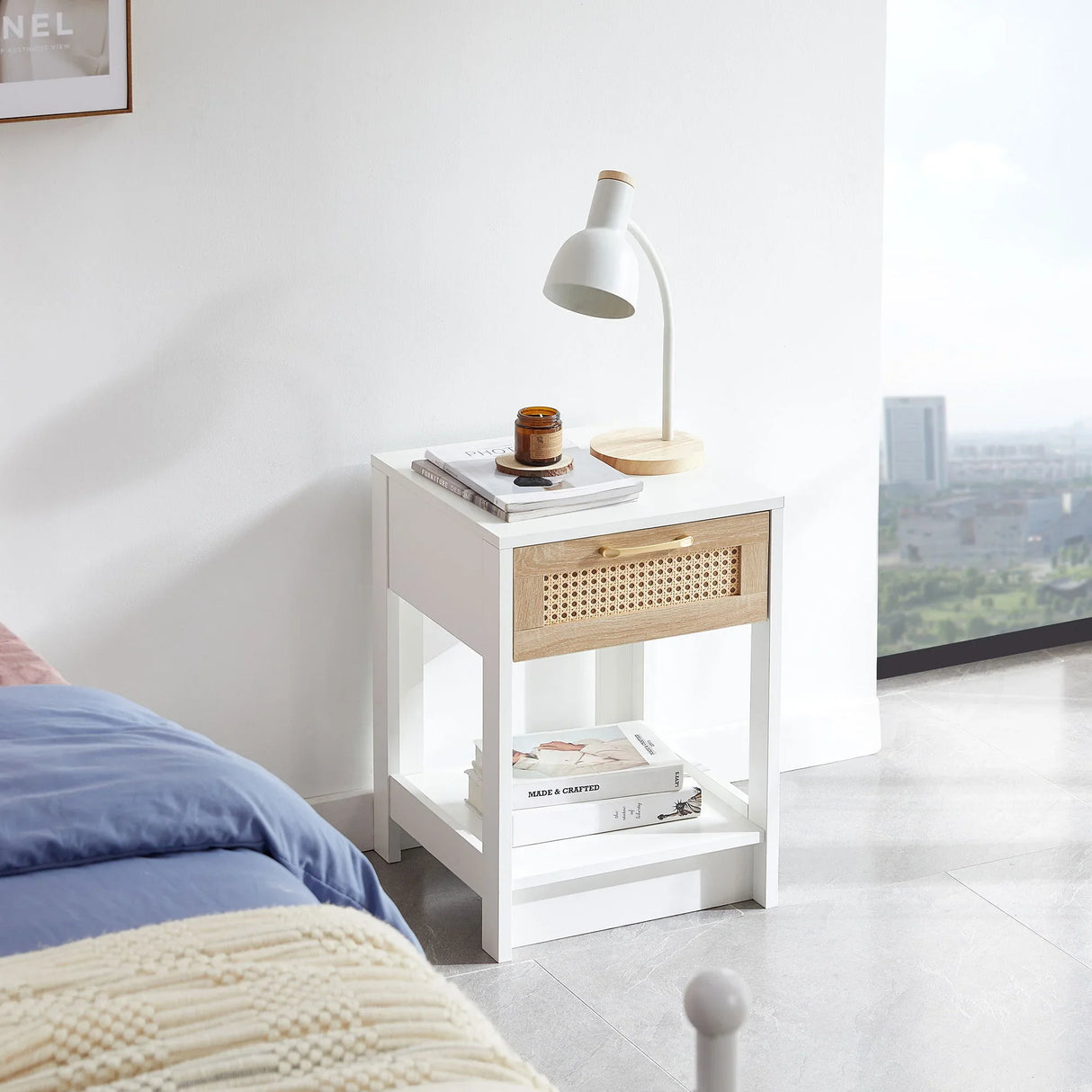15.75" Rattan End Table With Drawer, Modern Nightstand, Side Table For Living Room, Bedroom - Furniture Home Direct
