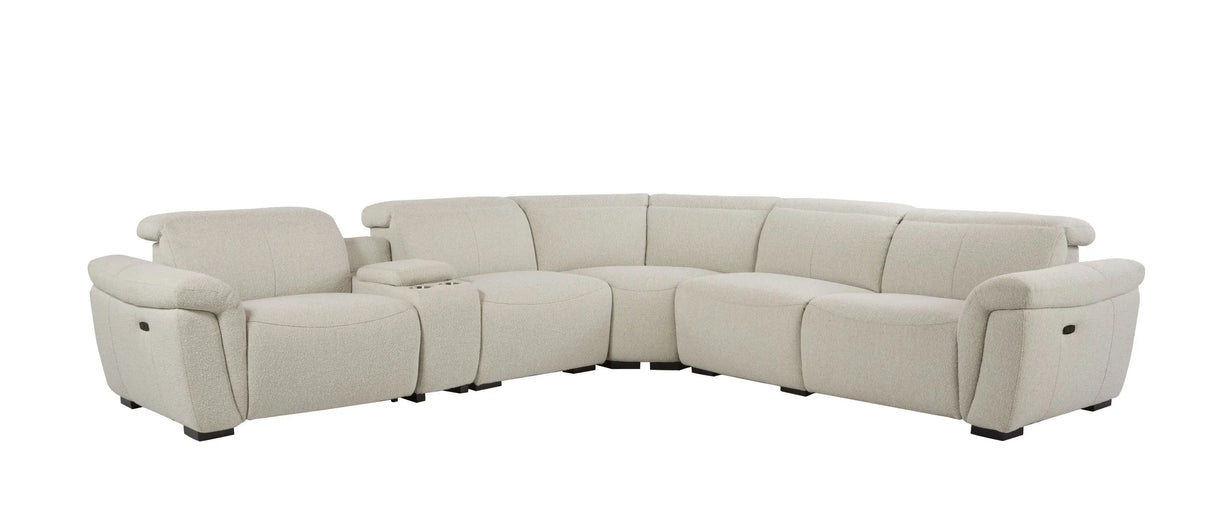 Sectional Sofa Boucle Power Reclining With Cupholder Beige - Furniture Home Direct