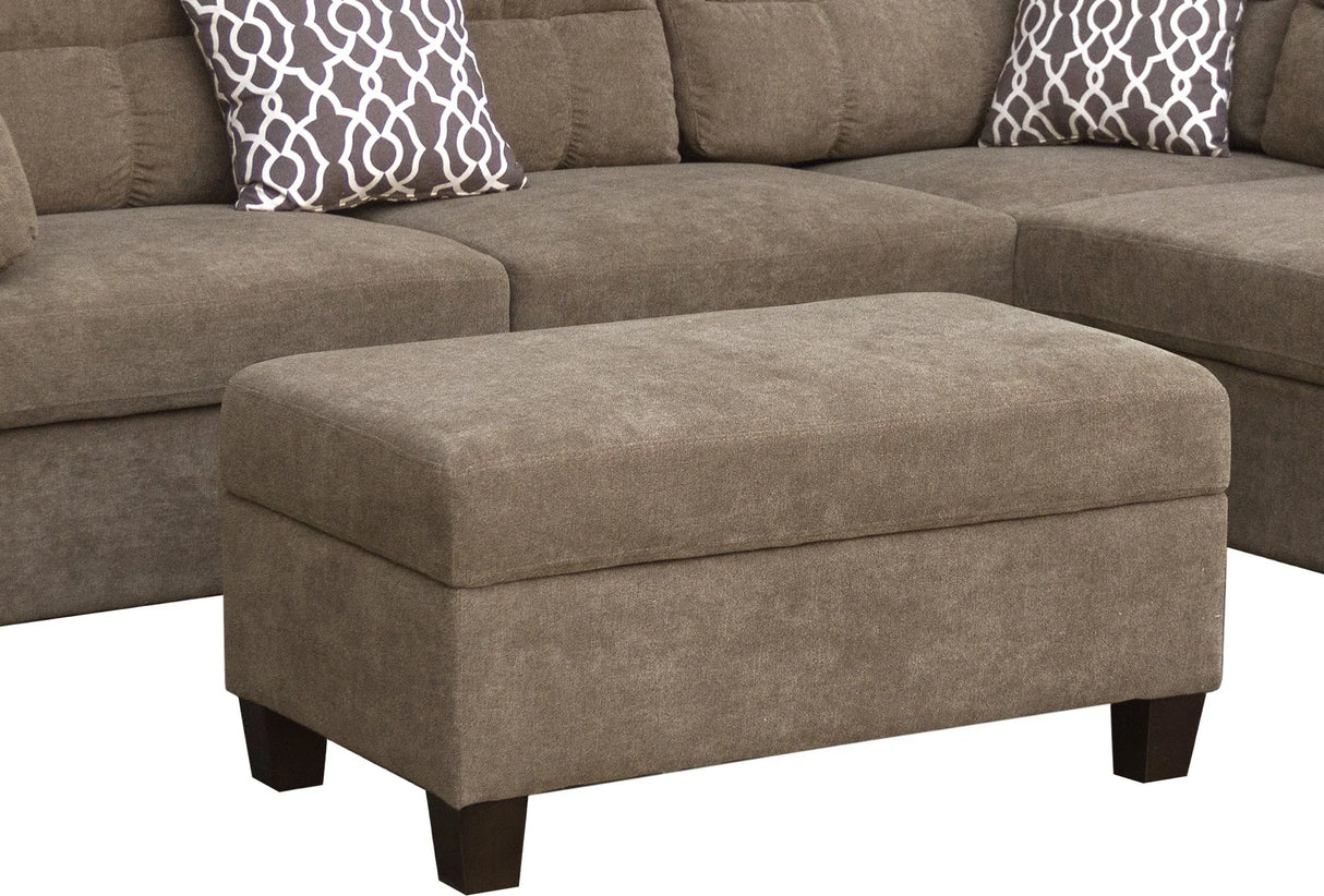 Diego - Fabric Sectional Sofa With Right Facing Chaise, Storage Ottoman, And 2 Accent Pillows - Furniture Home Direct