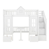 Twin Over Twin Bunk Bed With Changeable Table, Bunk Bed Turn Into Upper Bed And Down Desk - Furniture Home Direct
