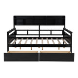 Daybed, Wood Slat Support, With Bedside Shelves And Two Drawers - Furniture Home Direct