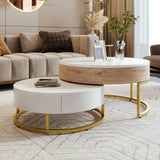 Nesting Coffee Tables Lift Top With 2 Drawers White Natural - Furniture Home Direct