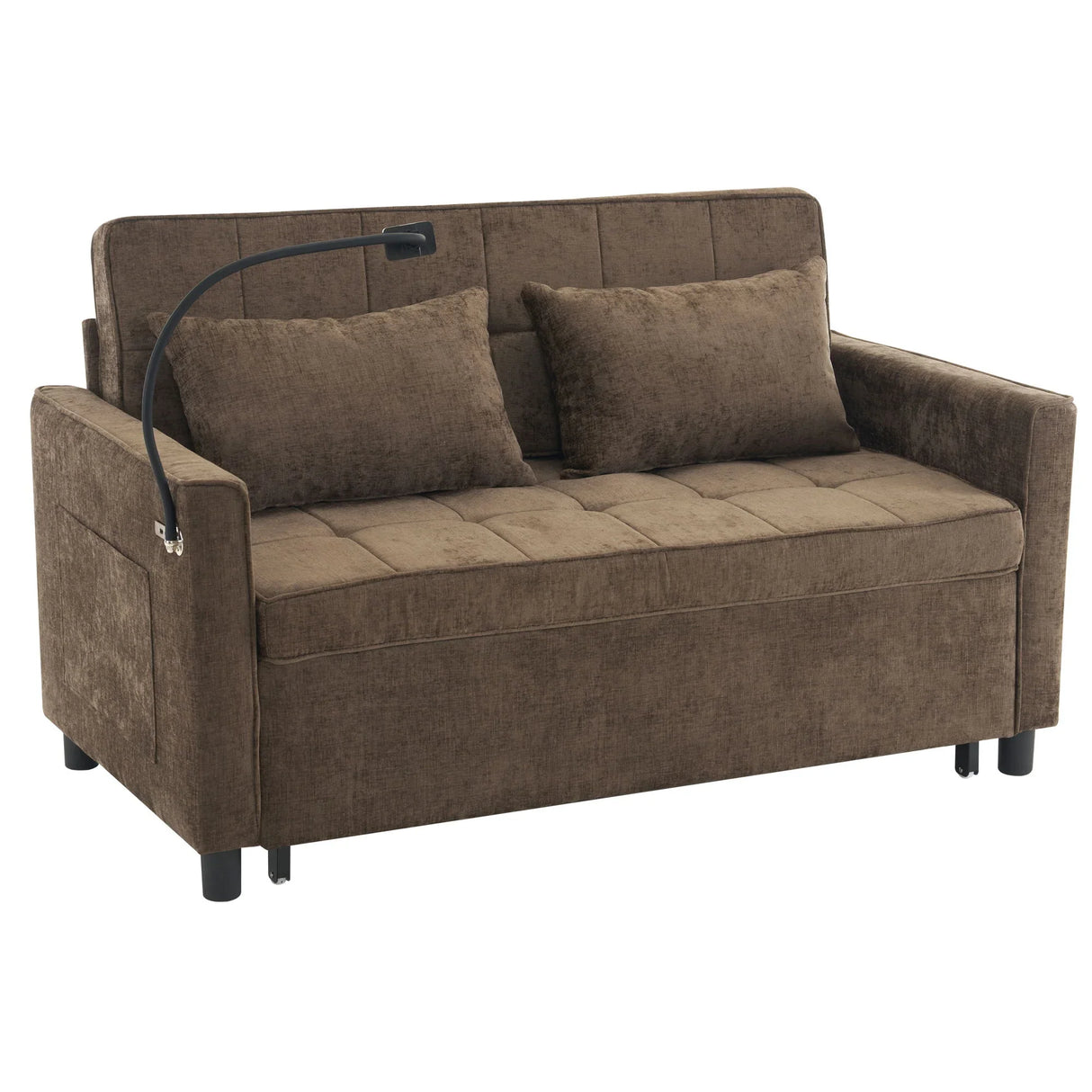 Pull-Out Sleeper Sofa With Reversible Backrest Cushion, Side Pockets, 2 USB Ports And A Phone Holder For Living Room - Furniture Home Direct