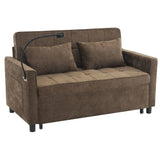 Pull-Out Sleeper Sofa With Reversible Backrest Cushion, Side Pockets, 2 USB Ports And A Phone Holder For Living Room - Furniture Home Direct